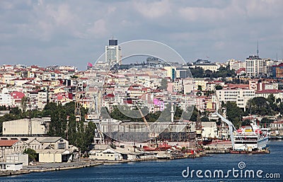 Halic Golden Horne and shipyard Stock Photo