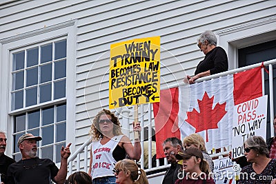 Freedom rally against vaccine mandate. Halifax, Canada. Sept 5, 2021 Editorial Stock Photo