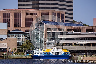 Halifax Ferry Transit Vessel at Alderney Landing, Dartmouth. Captains Cockpit, Radar Editorial Stock Photo