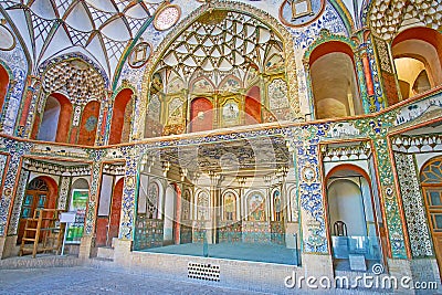 The hall of Borujerdi Historical House, Kashan, Iran Editorial Stock Photo