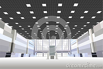 Hall in the business center Vector Illustration