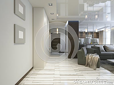 Hall with a corridor in Contemporary style with a wardrobe and a Stock Photo