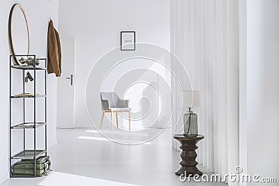 Hall in minimalist white apartment Stock Photo