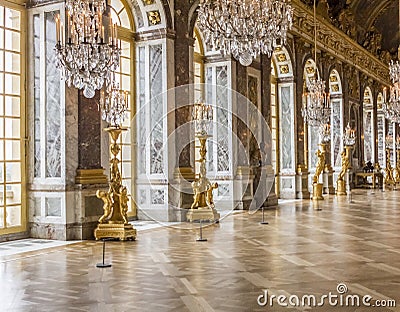 Hall of Mirrors at the Palace of Versailles Editorial Stock Photo