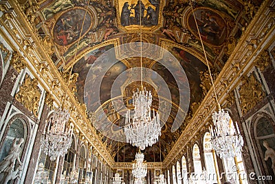 Hall of mirrors in Versailles Editorial Stock Photo