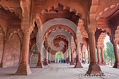 Hall of Public Audience in the Red Fort, Delhi, India Editorial Stock Photo