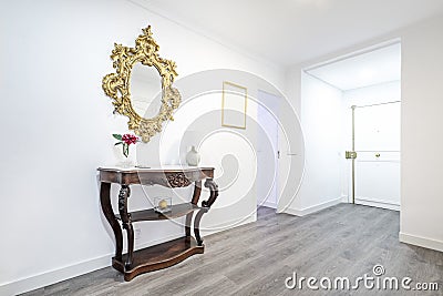 Hall with wooden locker and mirror Stock Photo