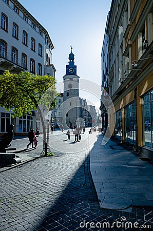 Halle Saale, Leipzig Tower at Hansering Editorial Stock Photo