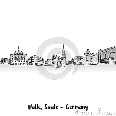 Halle Saale Market Sqare Card Design Vector Illustration