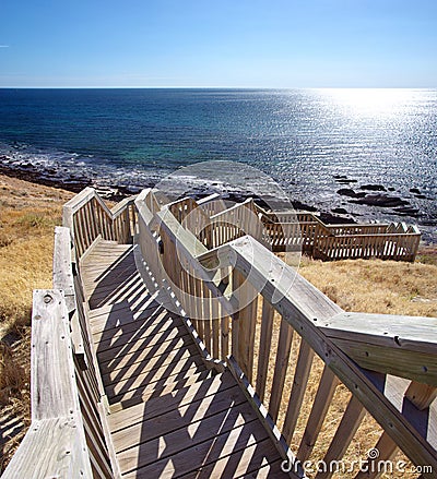 Hallett Cove Beach Steps Stock Photo