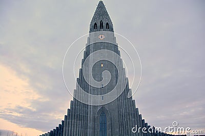 Hallgrimskirkja Cathedral winter time Stock Photo