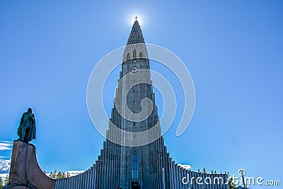 Hallgrimskirkja church in the center of Reykjavik Iceland Editorial Stock Photo