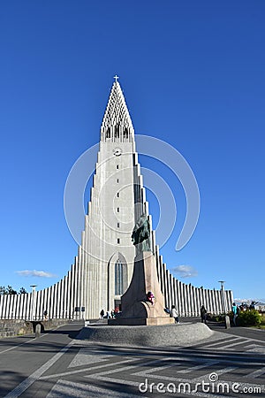 Hallgrimskirkja church in the center of Reykjavik Iceland Editorial Stock Photo