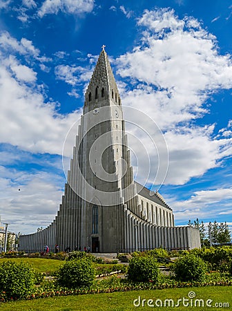 Hallgrimskirkja Lutheran parish church in Reykjavik, Iceland Editorial Stock Photo