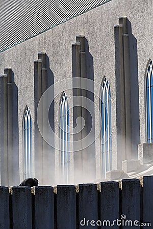 Hallgrimskirkja restauration Stock Photo