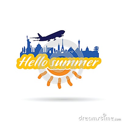 Hallo summer with historic monument illustration Vector Illustration