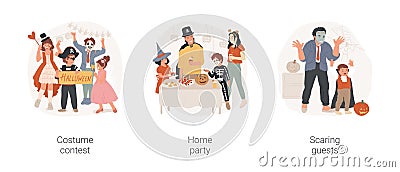 Halloween activities isolated cartoon vector illustration set. Vector Illustration