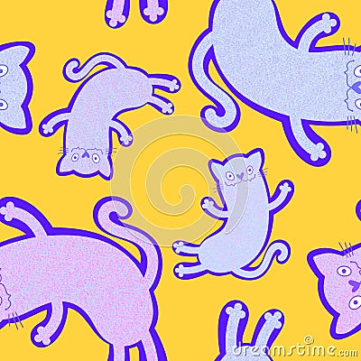 Halloween animals seamless cats pattern for wrapping paper and fabrics and linens and kids clothes print Cartoon Illustration