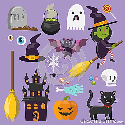 Halloween art set. Vector Illustration