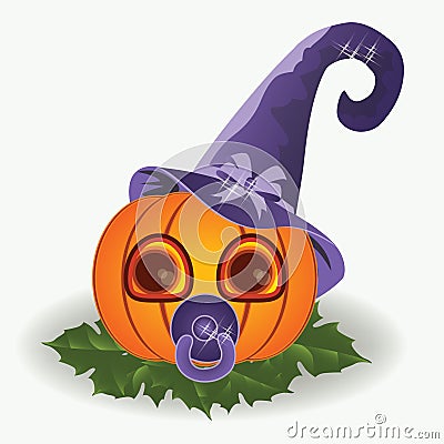 Halloween baby pumpkin with nipple Vector Illustration