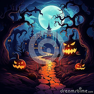 Halloween background. Entrance to the country village Stock Photo