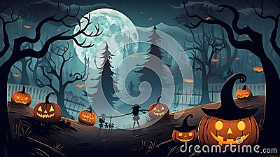 Halloween background with Evil Pumpkin. Stock Photo