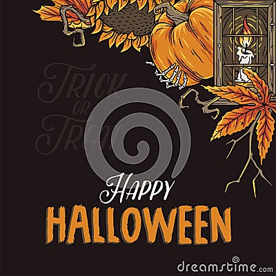 Halloween background for fear dark zombie party Vector Illustration
