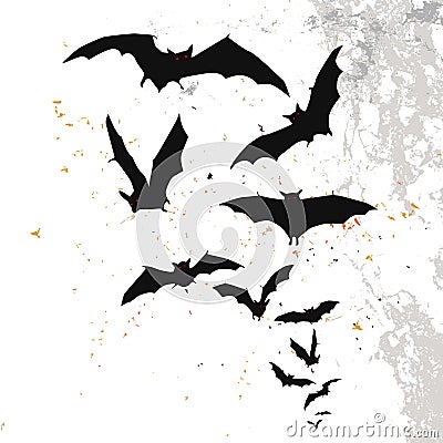 Halloween background with a full moon and bats Vector Illustration