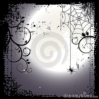 Halloween background. Full moon and a cobweb Vector Illustration