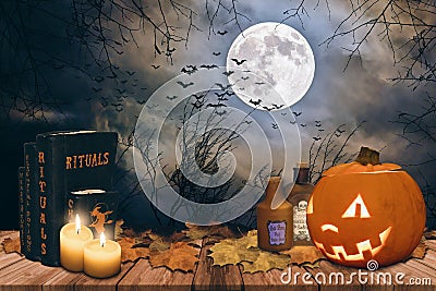 Halloween background with Halloween pumpkin Stock Photo