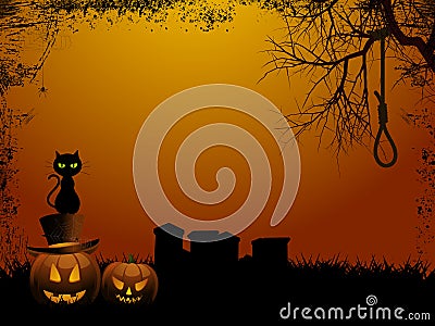 Halloween background and hangmans nooseai Vector Illustration