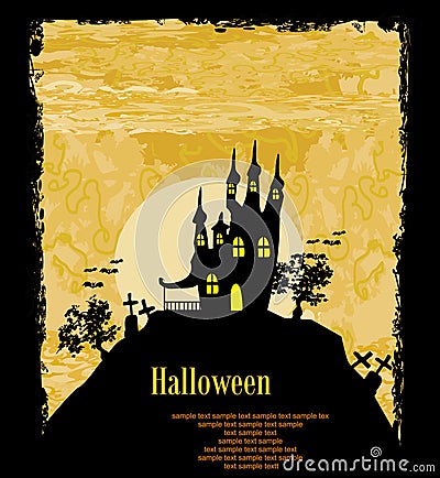 Halloween background with haunted house Vector Illustration