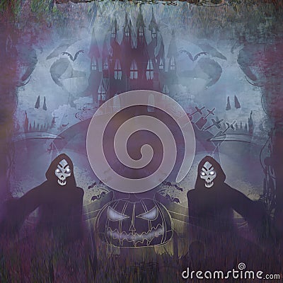 Halloween background with haunted house Stock Photo