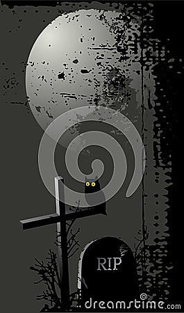 Halloween background with a owl Vector Illustration