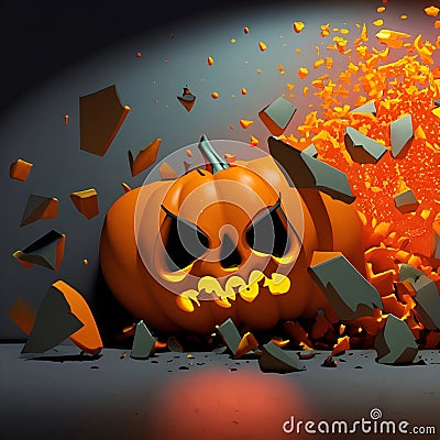 Halloween background pumpkins and Bats cartoons Stock Photo