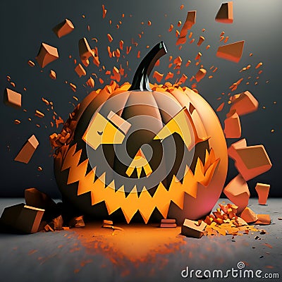 Halloween background pumpkins and Bats cartoons Stock Photo