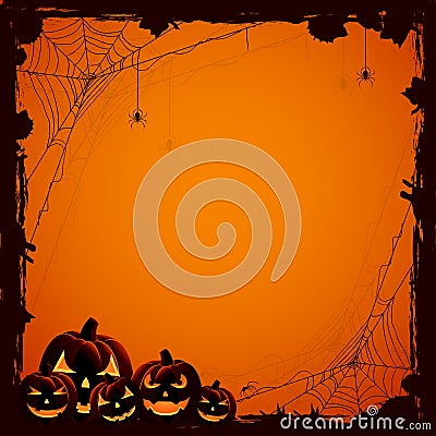 Halloween background with pumpkins Vector Illustration