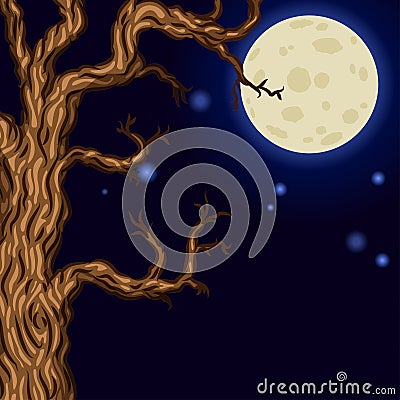 Halloween background with Silhouettes of Halloween trees. Vector Illustration