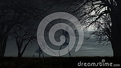 Halloween background with skeletons Stock Photo