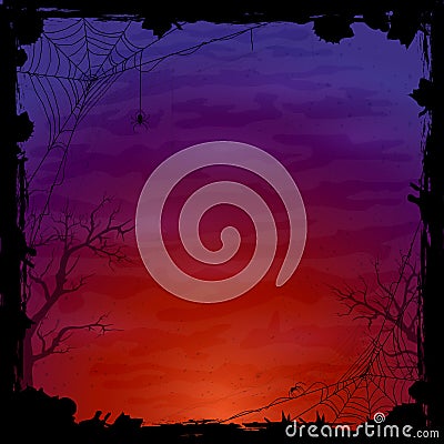 Halloween background with spiders Vector Illustration