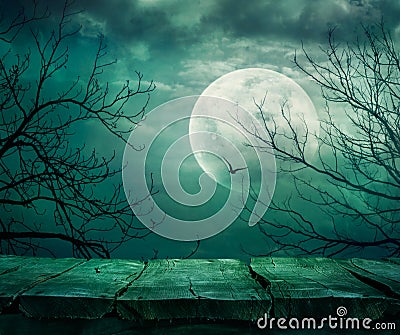 Halloween background with table Stock Photo