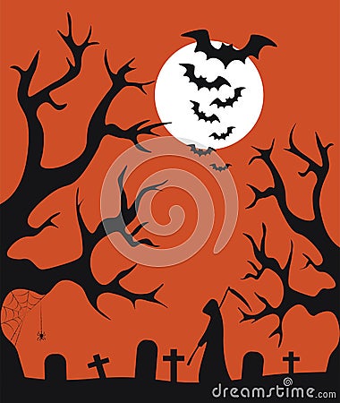 Happy Halloween. Vector illustration in a flat style. Background. Wallpaper Stock Photo