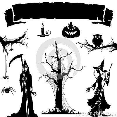 Halloween backgrund symbol and element. Vector Illustration