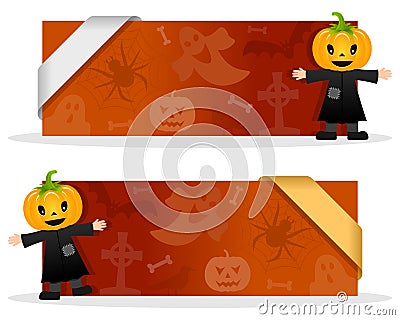 Halloween Banners with Scarecrow Vector Illustration