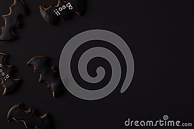 close-up view of halloween cookies in shape of bats Editorial Stock Photo