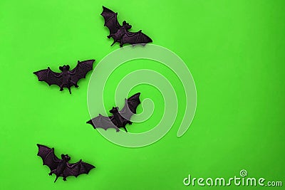 Halloween bats on green background Stock Photo