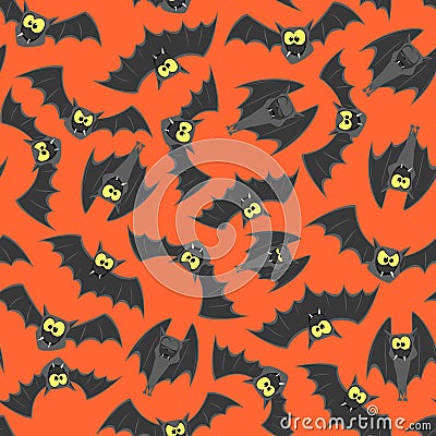 Halloween bats seamless pattern Vector Illustration