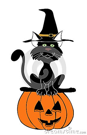 Halloween black cat Vector Illustration