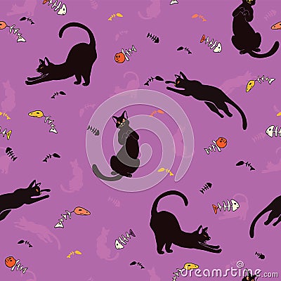 Halloween Black Cats Vector Vector Illustration