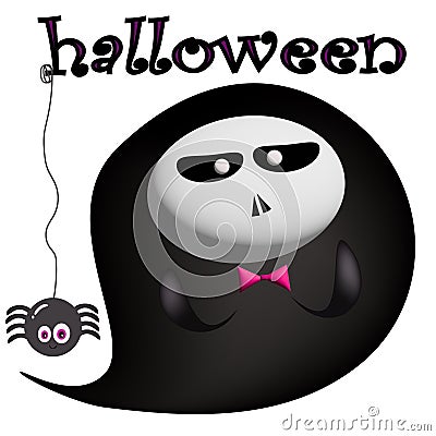 halloween black eyed ghost spider Vector Illustration